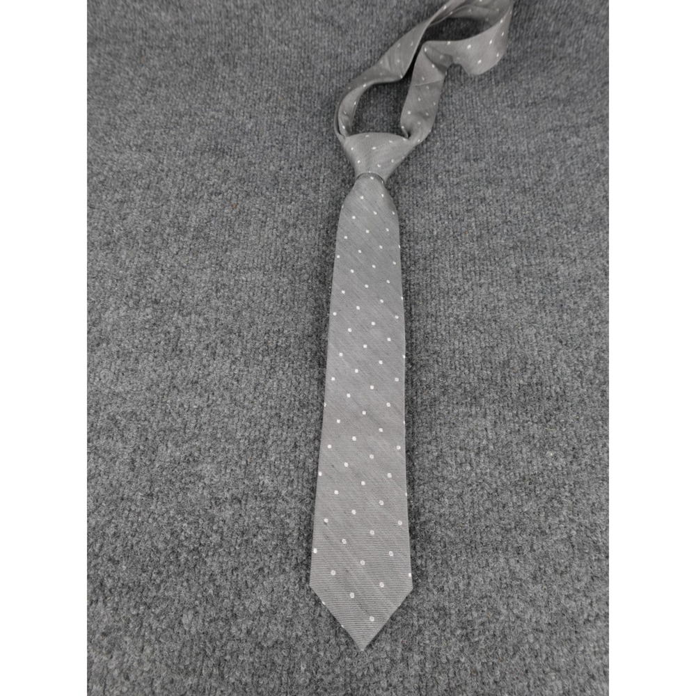 Bar III Mens Grey White‎ Polka Dot Necktie Silk Blend Formal Business